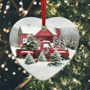 Butterfly Red Truck Snow Christmas - Heart Ornament - Owl Ohh - Owl Ohh