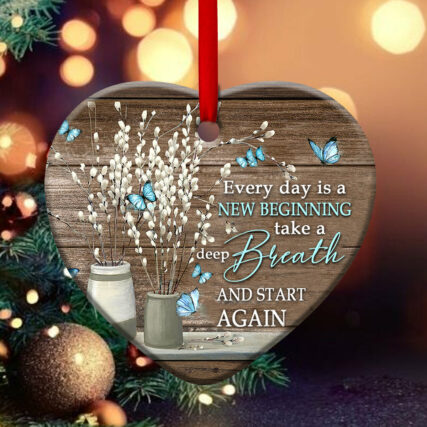 Butterfly Faith Every Day Is A New Beginning - Heart Ornament - Owl Ohh - Owl Ohh