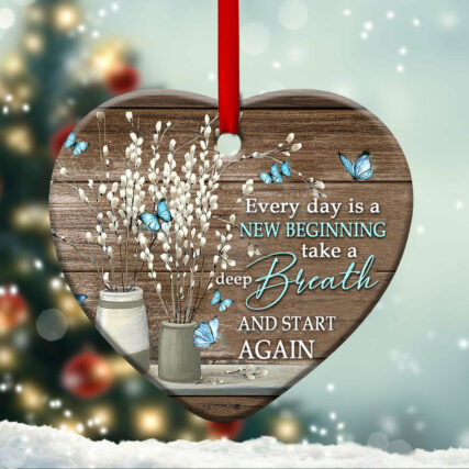 Butterfly Faith Every Day Is A New Beginning - Heart Ornament - Owl Ohh - Owl Ohh