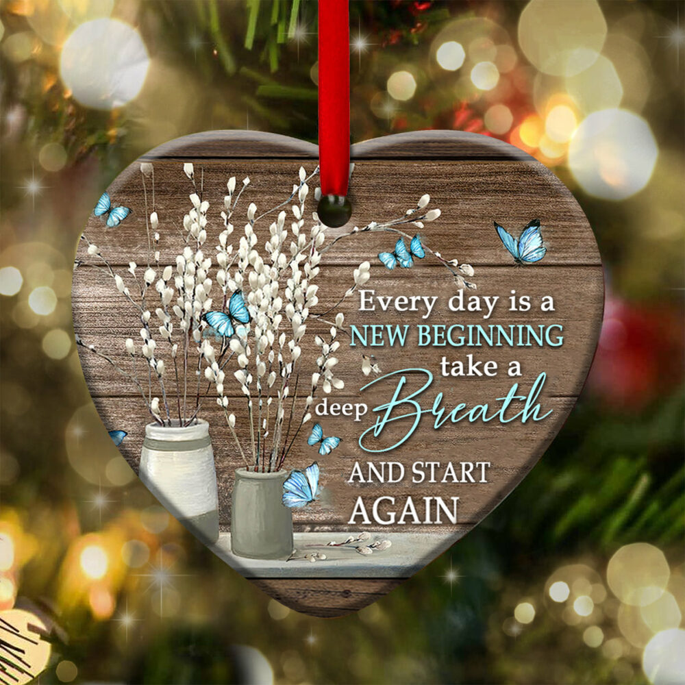 Butterfly Faith Every Day Is A New Beginning - Heart Ornament - Owl Ohh - Owl Ohh