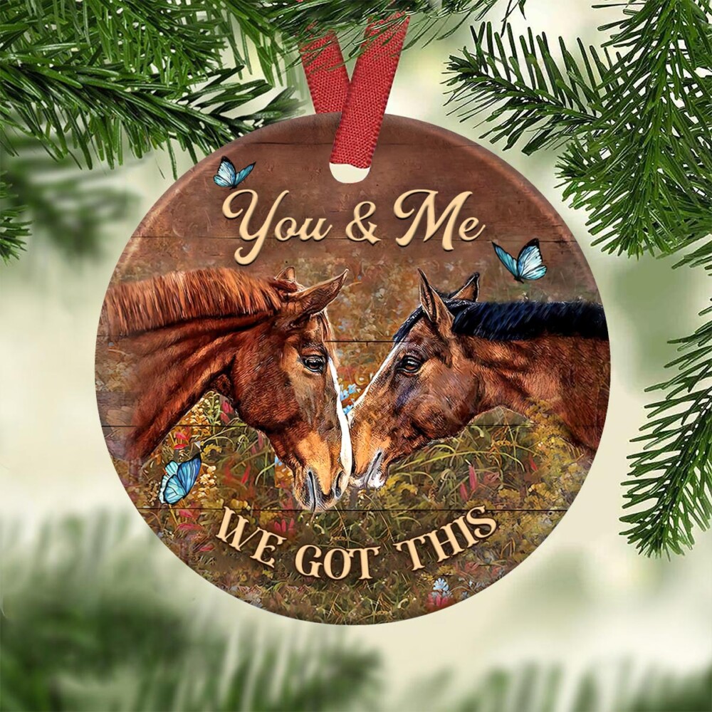 Horse Couple You And Me Butterfly - Circle Ornament - Owl Ohh - Owl Ohh