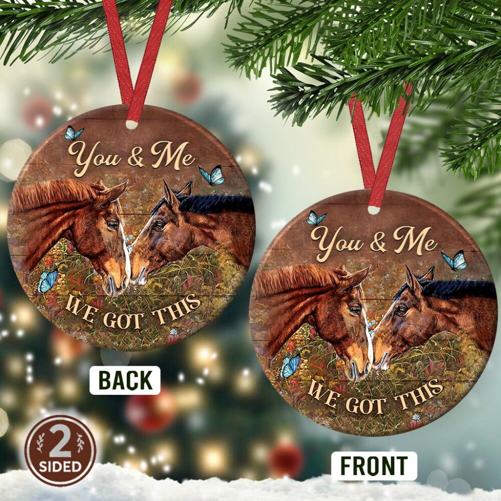 Horse Couple You And Me Butterfly - Circle Ornament - Owl Ohh - Owl Ohh