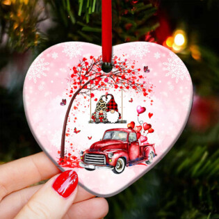 Red Truck Gnome Red Truck Couple - Heart Ornament - Owl Ohh - Owl Ohh