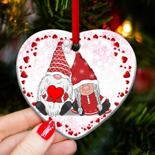 Gnome Couple Lover Merry Christmas - Heart Ornament - Owl Ohh - Owl Ohh
