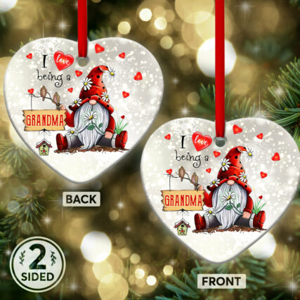 Gnome I Love Being A Grandma - Heart Ornament - Owl Ohh - Owl Ohh
