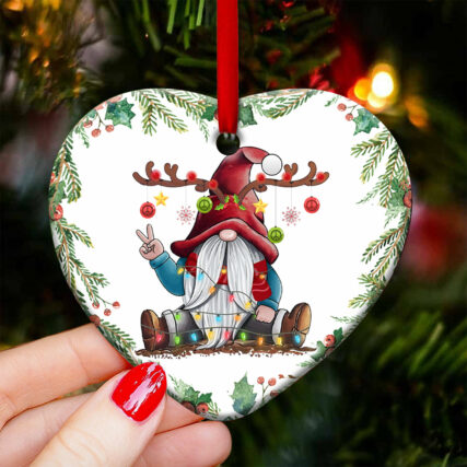 Gnome Christmas Lovely Life - Heart Ornament - Owl Ohh - Owl Ohh