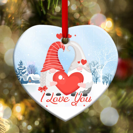 Gnome Couple I Love You - Heart Ornament - Owl Ohh - Owl Ohh