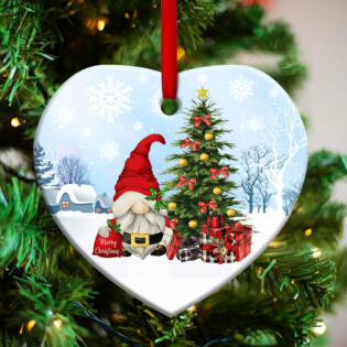 Gnome Santa Merry Christmas - Heart Ornament - Owl Ohh - Owl Ohh