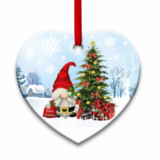 Gnome Santa Merry Christmas - Heart Ornament - Owl Ohh - Owl Ohh