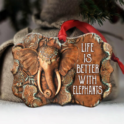 Elephant Wooden Style Classic - Horizontal Ornament - Owl Ohh - Owl Ohh