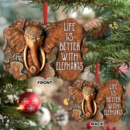 Elephant Wooden Style Classic - Horizontal Ornament - Owl Ohh - Owl Ohh