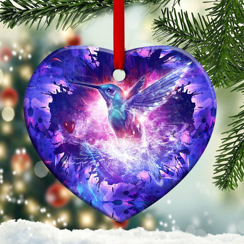 Hummingbird Purple Magical So Cool - Heart Ornament - Owl Ohh - Owl Ohh