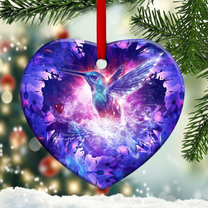 Hummingbird Purple Magical So Cool - Heart Ornament - Owl Ohh - Owl Ohh