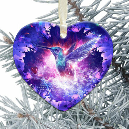 Hummingbird Purple Magical So Cool - Heart Ornament - Owl Ohh - Owl Ohh