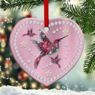 Hummingbird Pink Jewelry Style - Heart Ornament - Owl Ohh - Owl Ohh