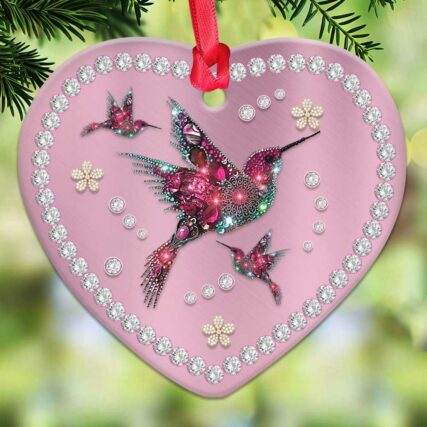 Hummingbird Pink Jewelry Style - Heart Ornament - Owl Ohh - Owl Ohh