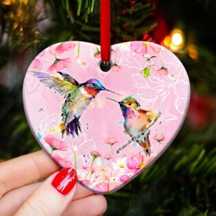Hummingbird Couple Love Flower - Heart Ornament - Owl Ohh - Owl Ohh