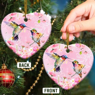 Hummingbird Couple Love Flower - Heart Ornament - Owl Ohh - Owl Ohh