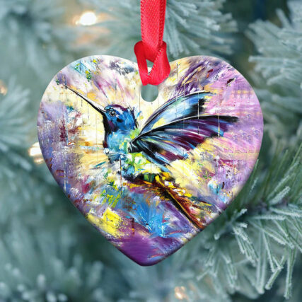 Hummingbird Colorful Love Forest - Heart Ornament - Owl Ohh - Owl Ohh