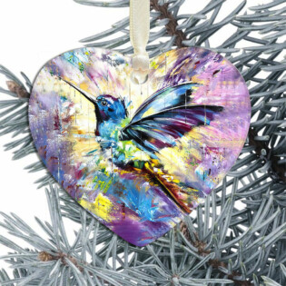 Hummingbird Colorful Love Forest - Heart Ornament - Owl Ohh - Owl Ohh
