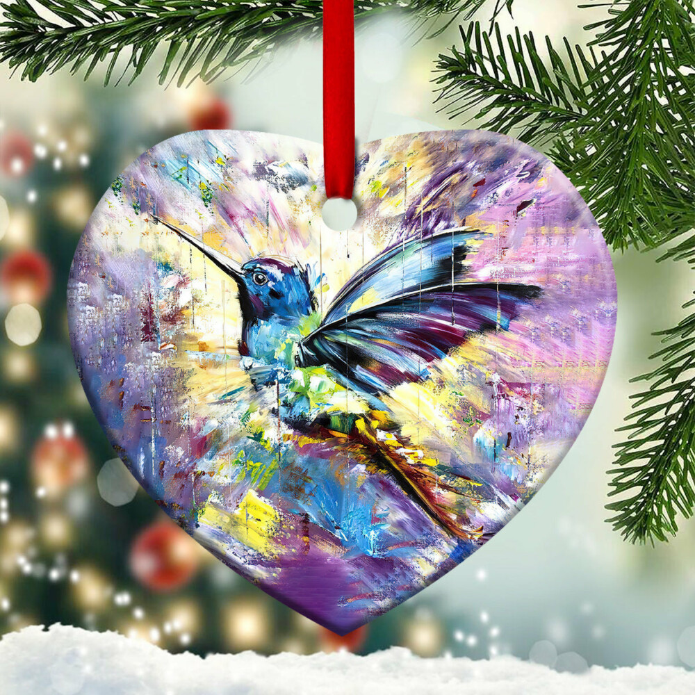 Hummingbird Colorful Love Forest - Heart Ornament - Owl Ohh - Owl Ohh