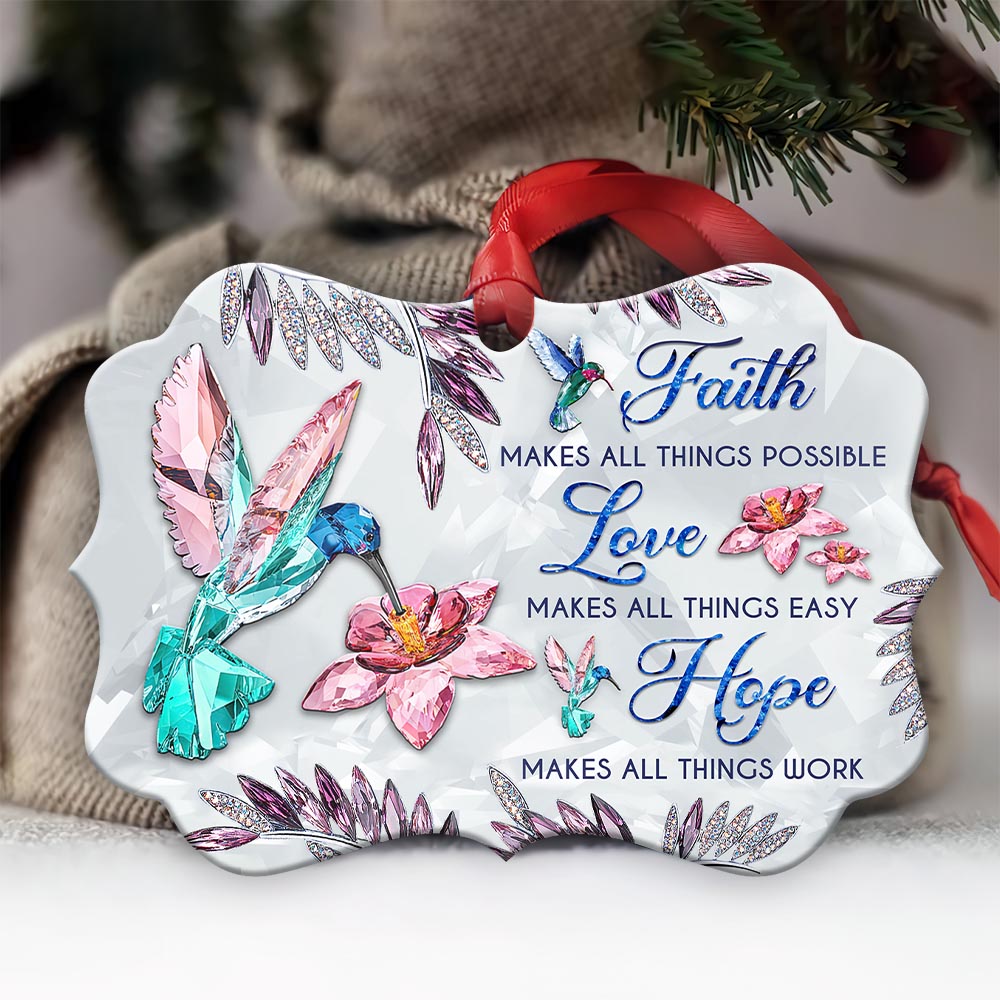 Hummingbird Faith Hope Love - Horizontal Ornament - Owl Ohh - Owl Ohh