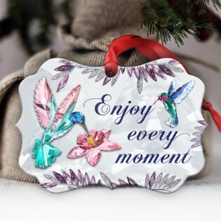 Hummingbird Enjoy Every Moment Crystal Style - Horizontal Ornament - Owl Ohh - Owl Ohh