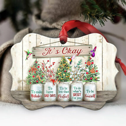 Hummingbird Christmas It Is Okay - Horizontal Ornament - Owl Ohh - Owl Ohh