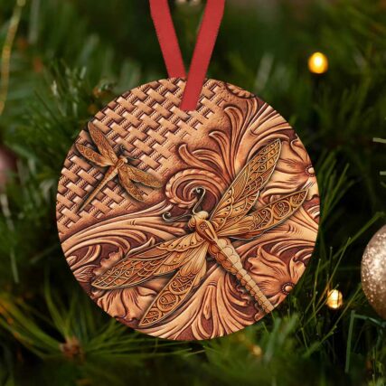 Dragonfly Wooden Vintage Style - Circle Ornament - Owl Ohh - Owl Ohh