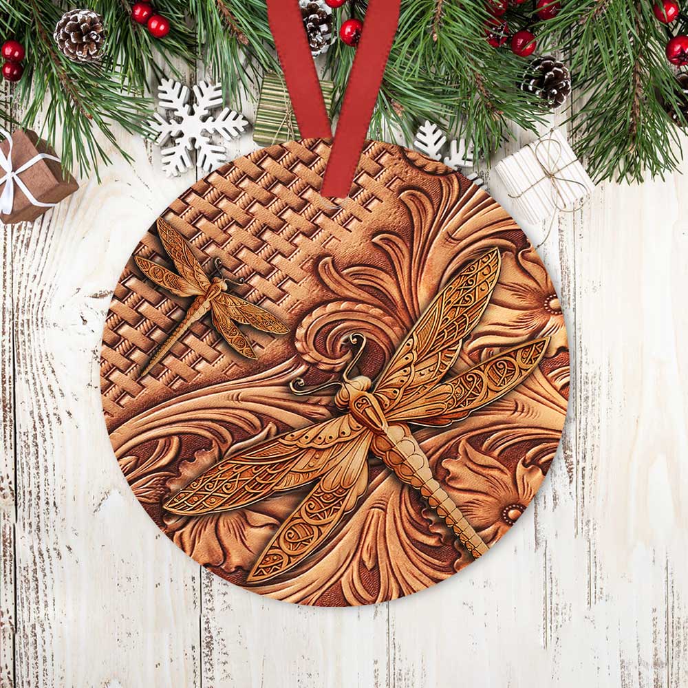 Dragonfly Wooden Vintage Style - Circle Ornament - Owl Ohh - Owl Ohh