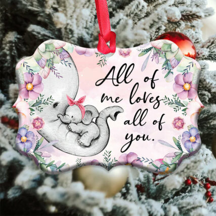 Elephant Family All Of Me Loves All Of You - Horizontal Ornament - Owl Ohh - Owl Ohh