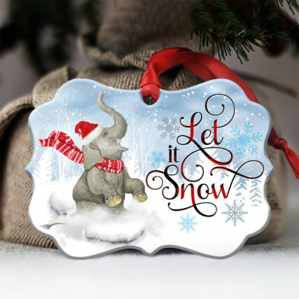 Elephant Let It Snow - Horizontal Ornament - Owl Ohh - Owl Ohh