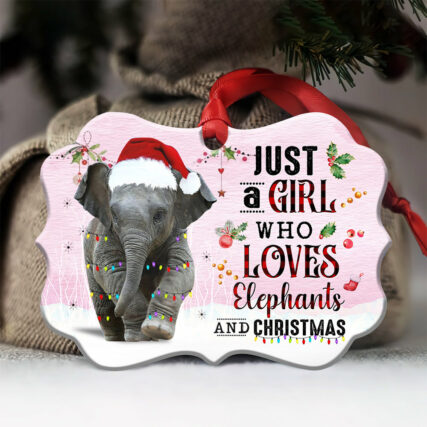 Elephant Just A Girl Who Loves - Horizontal Ornament - Owl Ohh - Owl Ohh