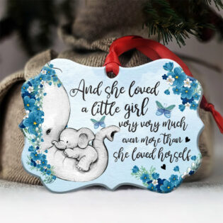 Elephant Family She Loved A Little Girl - Horizontal Ornament - Owl Ohh - Owl Ohh