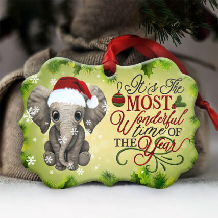 Elephant The Most Wonderful Time Of The Year - Horizontal Ornament - Owl Ohh - Owl Ohh