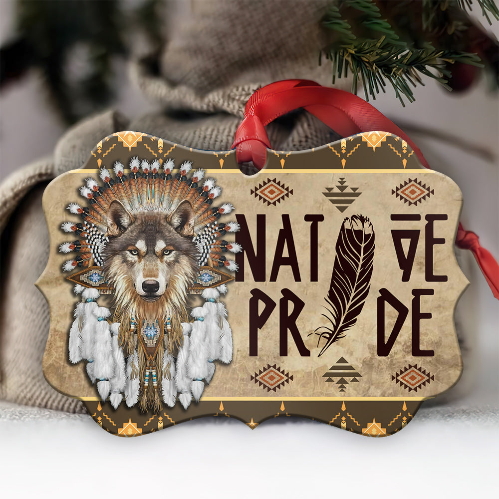 Wolf Native American Pride - Horizontal Ornament - Owl Ohh - Owl Ohh