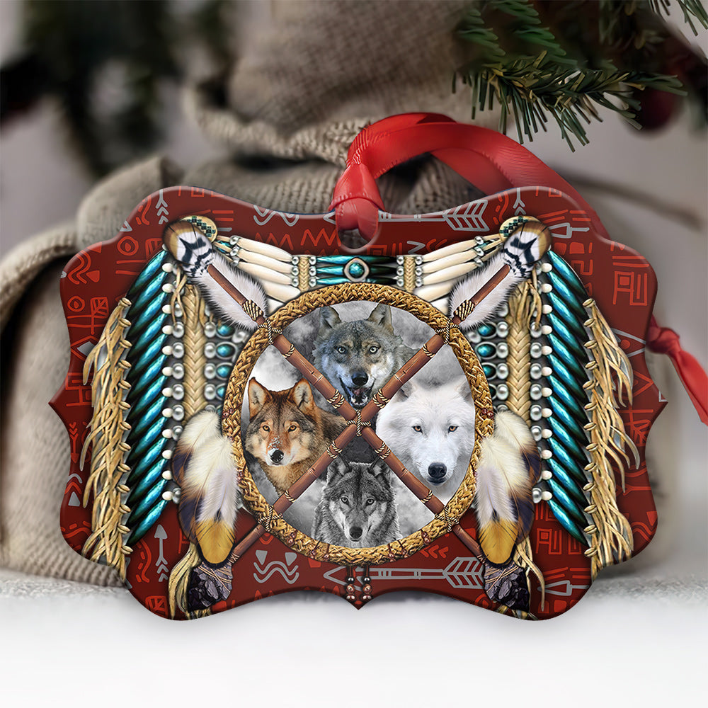 Wolf Native American Style - Horizontal Ornament - Owl Ohh - Owl Ohh