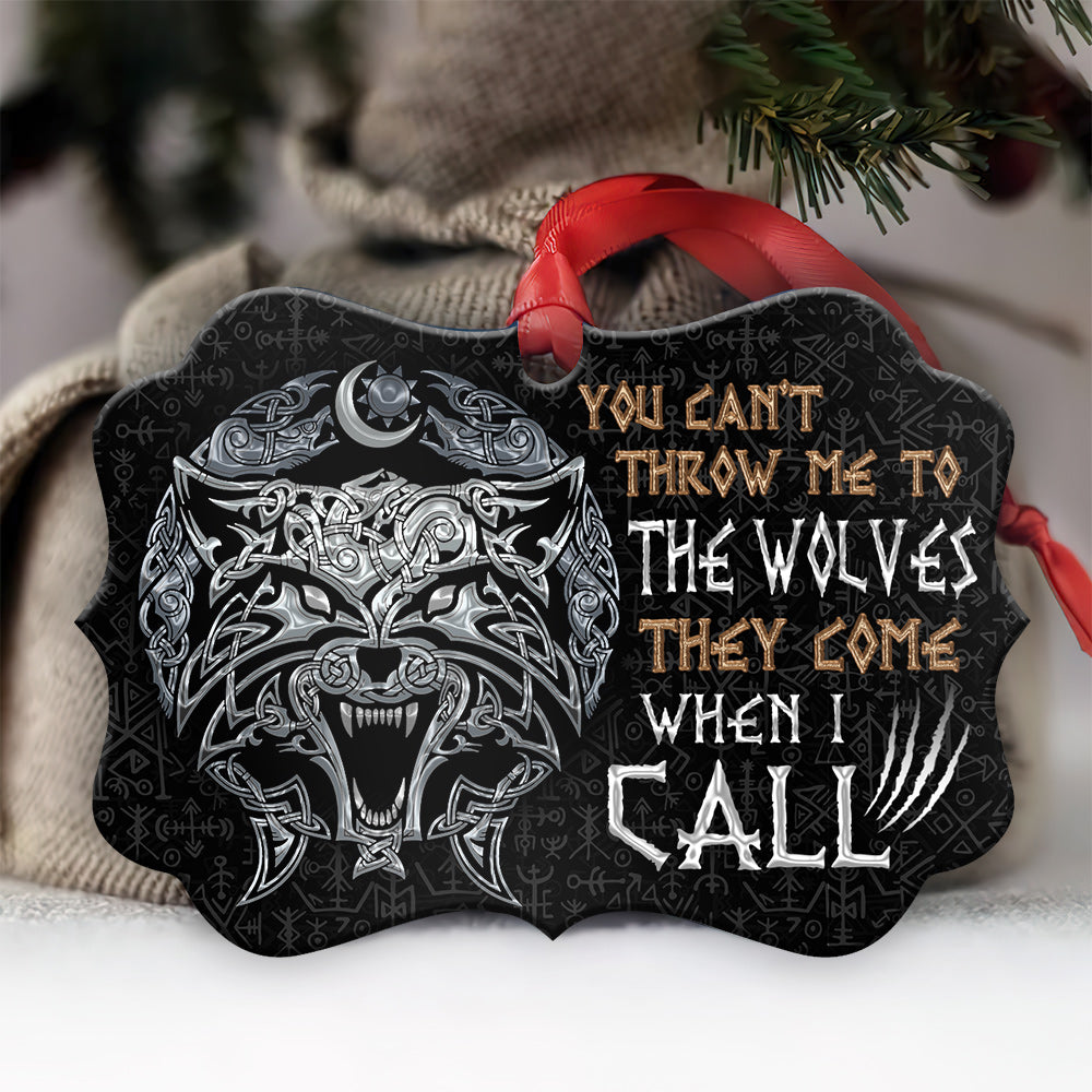 Wolf Viking You Can Not Throw Me - Horizontal Ornament - Owl Ohh - Owl Ohh