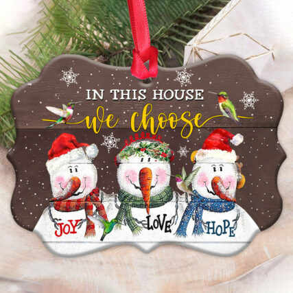 Snowman Hummingbird Snowman In This House We Choose - Horizontal Ornament - Owl Ohh - Owl Ohh