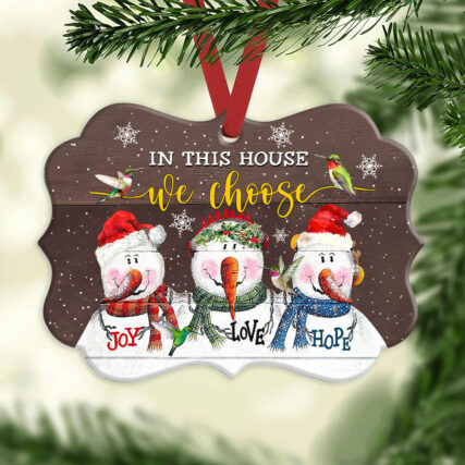 Snowman Hummingbird Snowman In This House We Choose - Horizontal Ornament - Owl Ohh - Owl Ohh