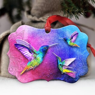 Hummingbird Rainbow Mandala Colorful - Horizontal Ornament - Owl Ohh - Owl Ohh