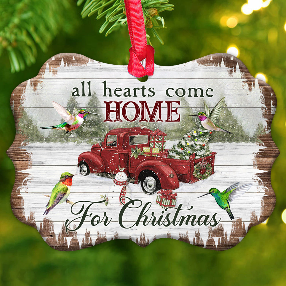 Hummingbird All Hearts Come Home For Christmas - Horizontal Ornament - Owl Ohh - Owl Ohh