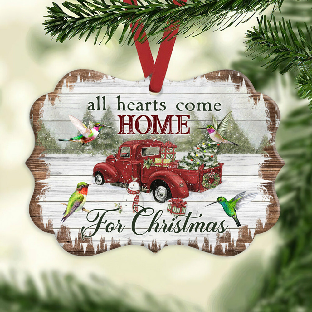 Hummingbird All Hearts Come Home For Christmas - Horizontal Ornament - Owl Ohh - Owl Ohh