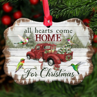 Hummingbird All Hearts Come Home For Christmas - Horizontal Ornament - Owl Ohh - Owl Ohh