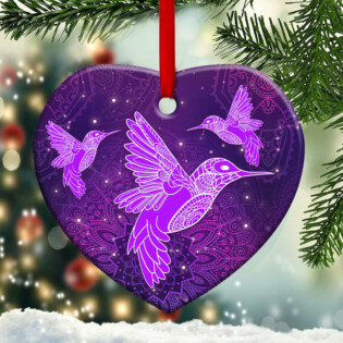 Hummingbird Purple Mandala Style - Heart Ornament - Owl Ohh - Owl Ohh