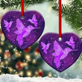 Hummingbird Purple Mandala Style - Heart Ornament - Owl Ohh - Owl Ohh