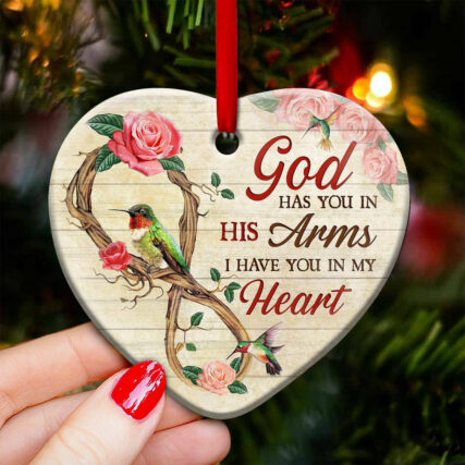 Hummingbird Memorial Wood Style - Heart Ornament - Owl Ohh - Owl Ohh