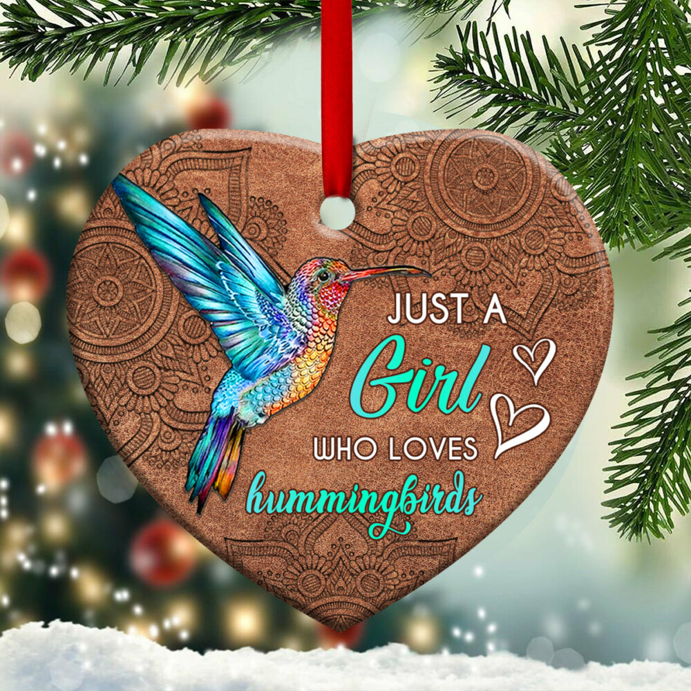 Hummingbird Mandala Leather Style - Heart Ornament - Owl Ohh - Owl Ohh