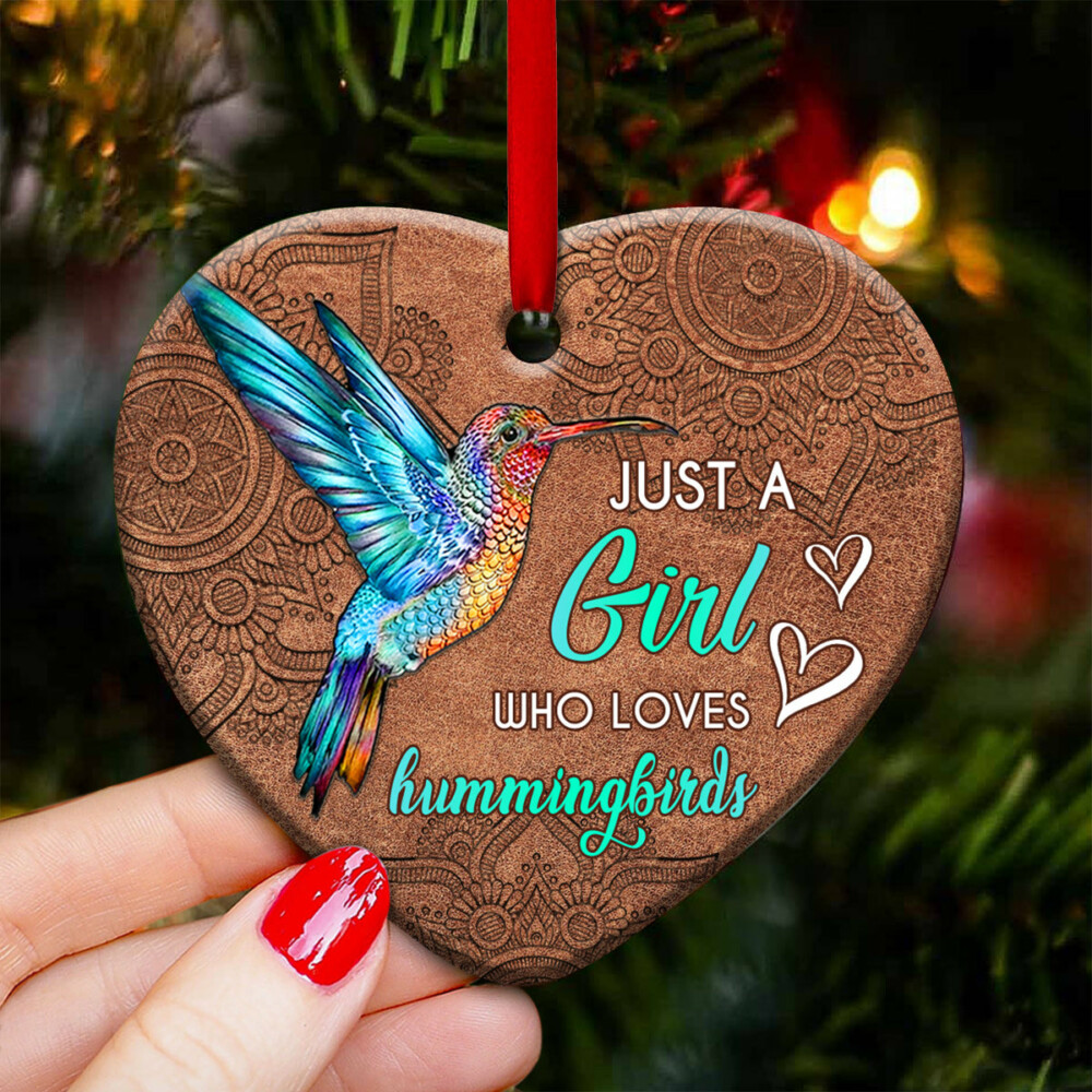 Hummingbird Mandala Leather Style - Heart Ornament - Owl Ohh - Owl Ohh