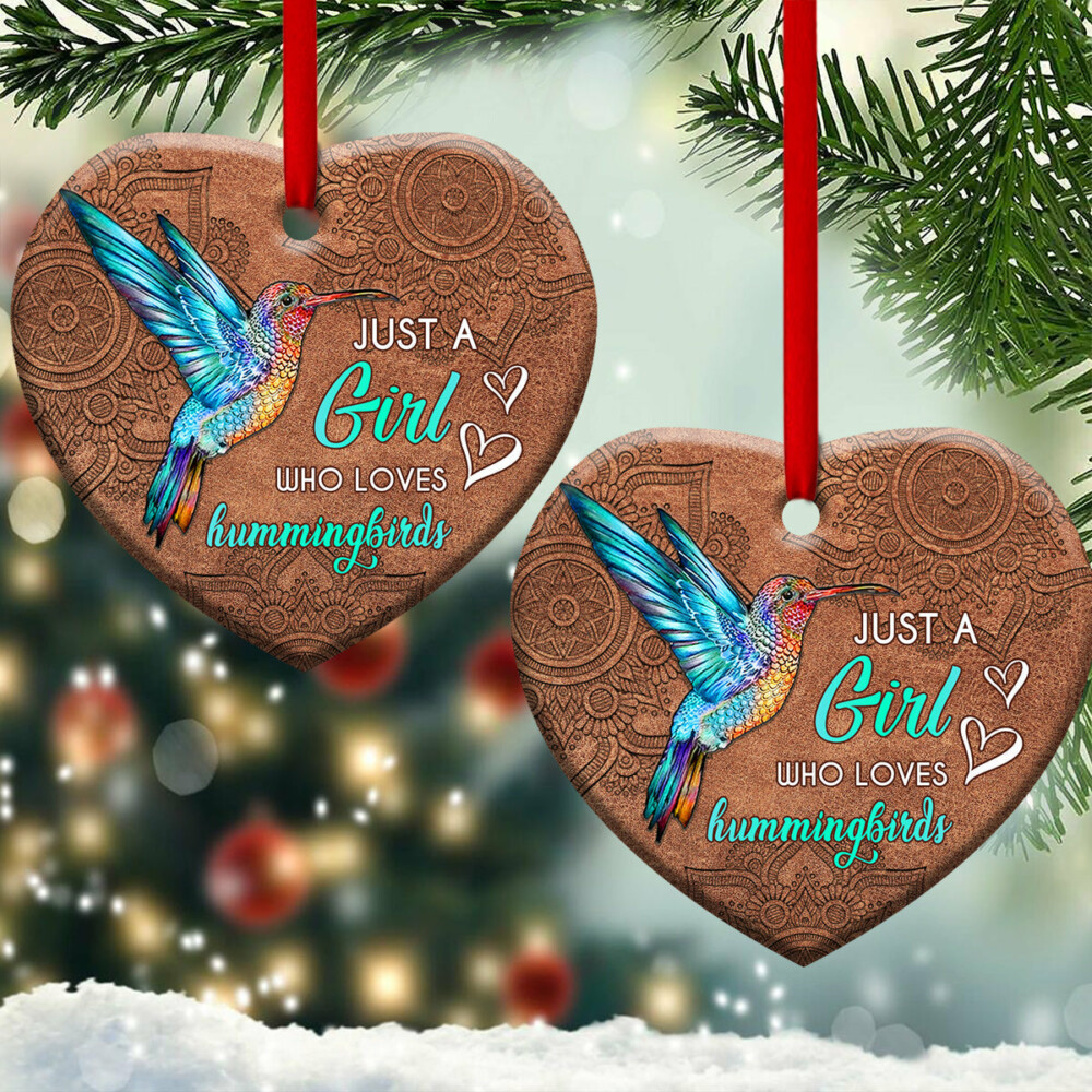 Hummingbird Mandala Leather Style - Heart Ornament - Owl Ohh - Owl Ohh